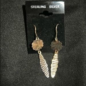 Sterling Silver Fan & Feather Dangle Earrings